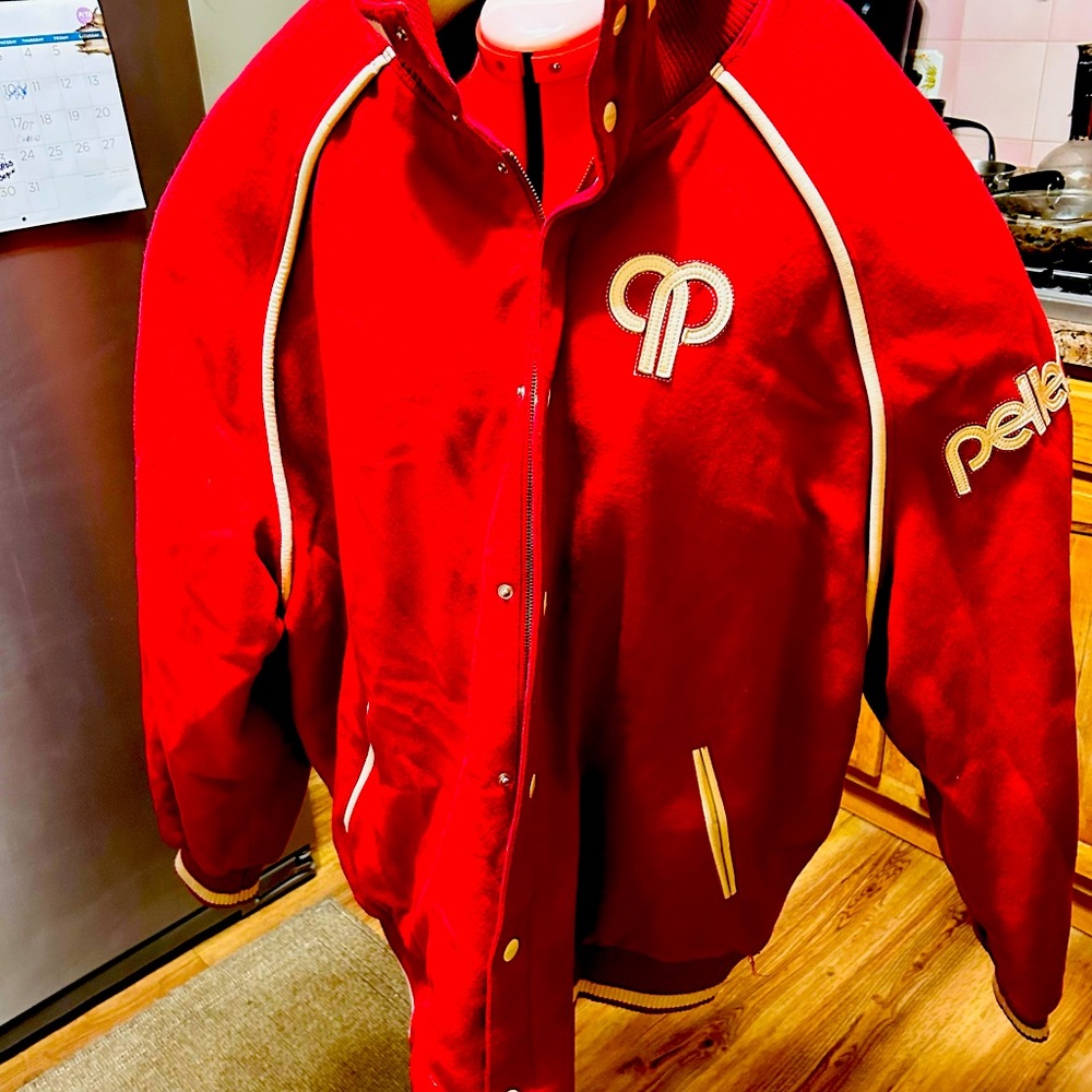 Red Vintage Pello Pello Bomber Jacket with Double Closures Size 3XL